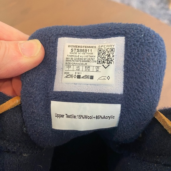 Sperry Top sider Saltwater STS85911 Women duck boots Emboss Wool Navy Sz: 7 - Picture 3 of 9